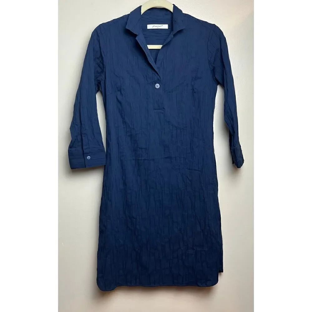 Foxcroft Navy Sloane Crinkle Mini Dress Sz. XS - Picture 3 of 8